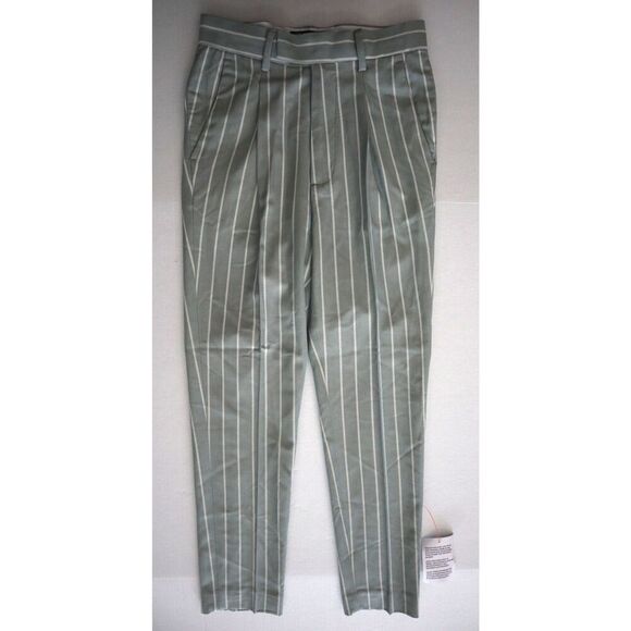 ASOS DESIGN Boy's Sz 26x25 Sage Prep Green Pin Stripe Tapered Smart Dress Pants - Picture 1 of 13
